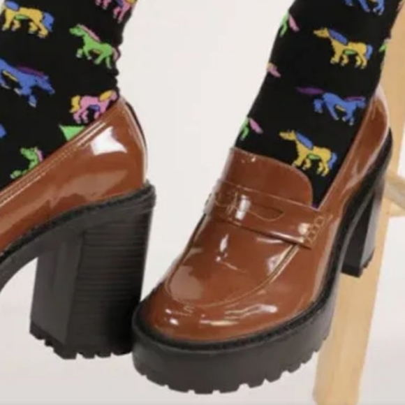 Aqua College Jonnie Block-heel Loafers Brown 6 - Picture 2 of 5